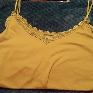 Olive green tank top with lace detailing